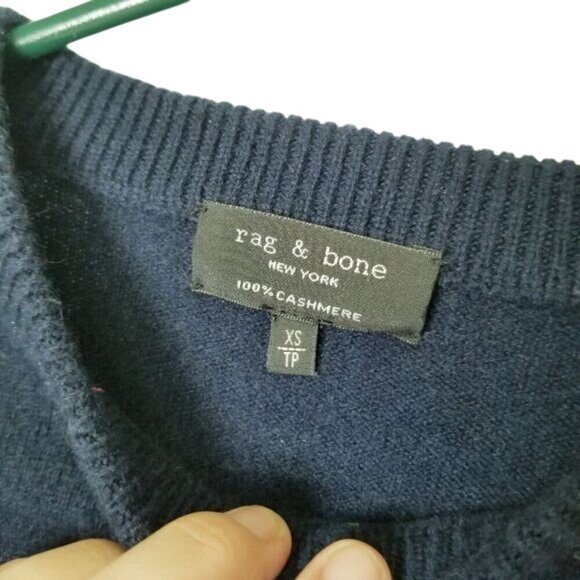Rag & Bone Womens Striped 100% Cashmere Sweater XS Navy & White Nautical Basics‎ - Picture 4 of 10